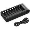 8 Slots Rechargeable Chargeur Piles Pour Ni-MH Ni-CD AA AAA Charge Rapide Avec Port USB