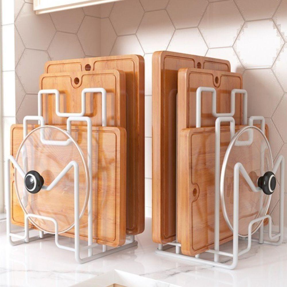 Space Saving Cutting Board Holder Iron Art Chopping Board Organizer Pot Lid Rack Shelf  Plates