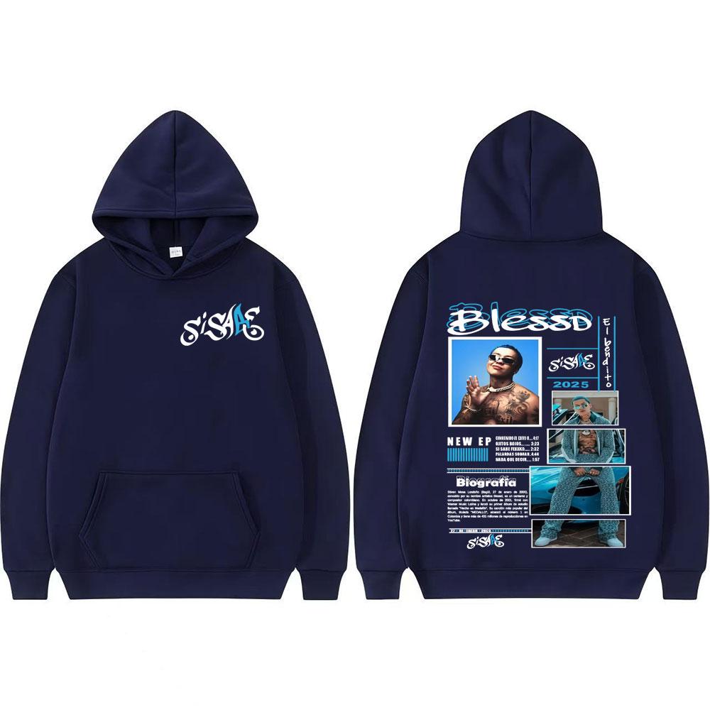 Rapper Blessd Si Sabe Album Tour 2025 Merch Hoodie for Men Vintage Hip Hop Sweatshirts Unisex Oversized Street Pullover Hoodies