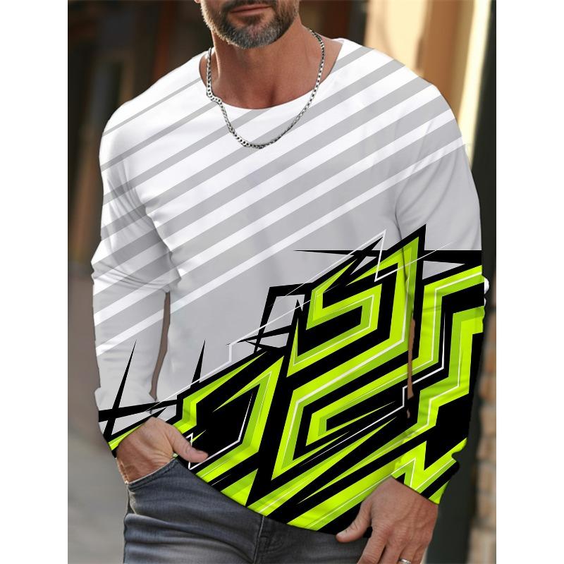 Simple Men's Sports Quick-drying Long-sleeved T-shirt 3D Printing High-definition New Sports Men's Autumn Casual Round Neck Tops