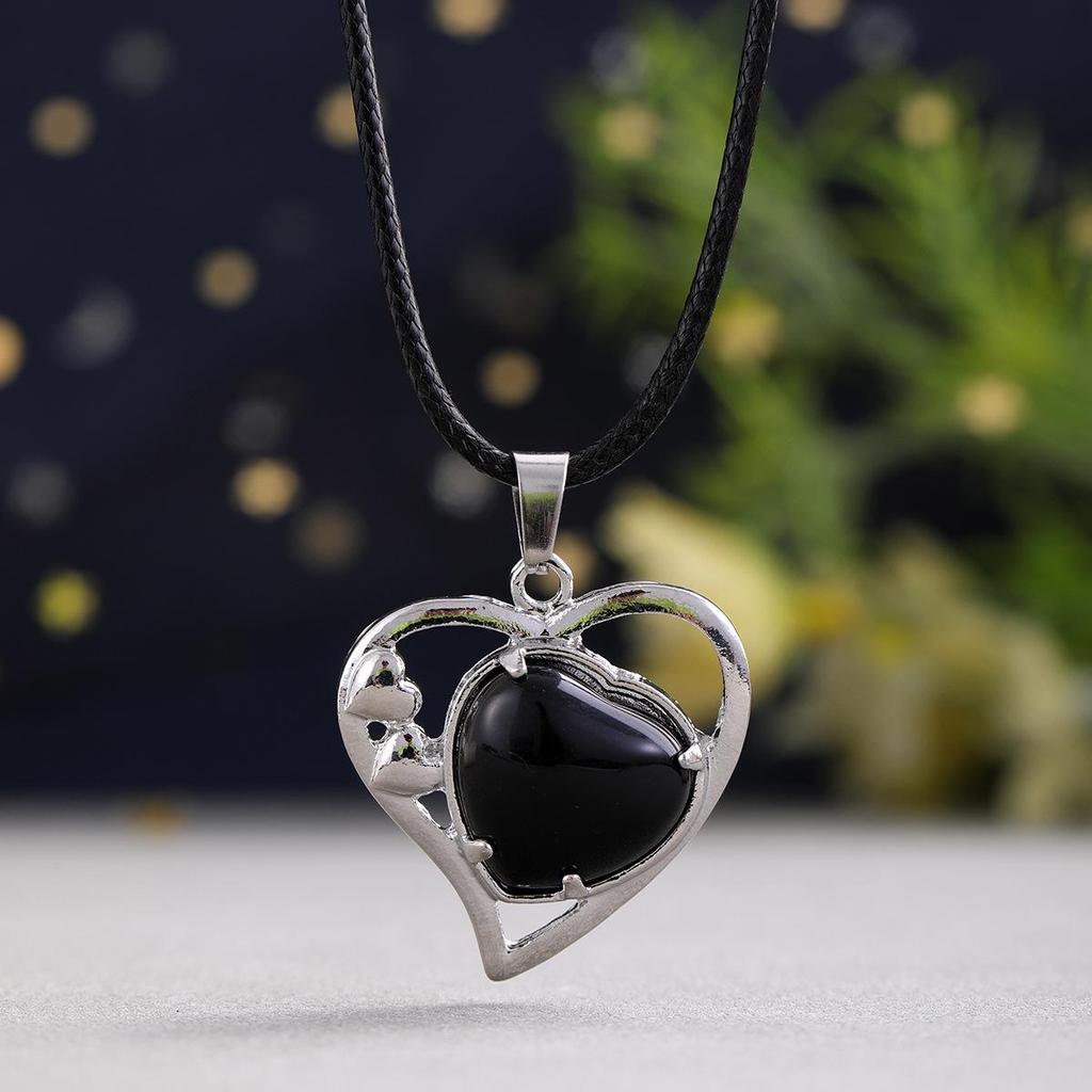 Minimalist Natural Stone Heart Pendant Necklace - Trendy Valentine's Gift for Her
