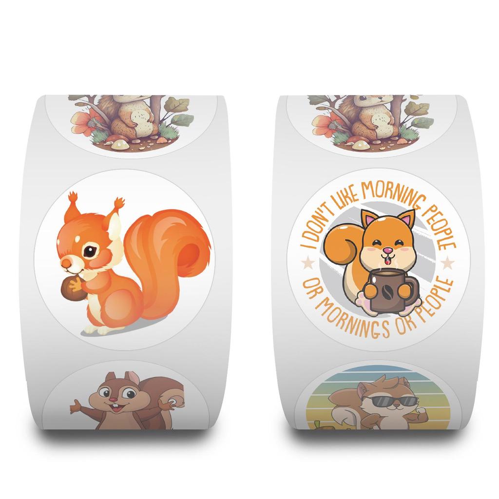 500 Cartoon Squirrel Swirl Stickers for Journals, DIY Notebooks, and Stationery
