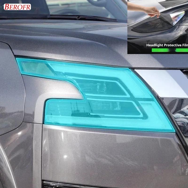 2 Pcs Car Headlight Protective Film Front Light Transparent Smoked Black TPU Sticker For Nissan Patrol  car Accessories