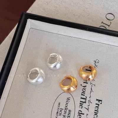 Luxury Brushed Plain Hoop Earrings for Women - Korean Style, Simple and Versatile