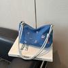 Blue Bow Underarm Bag Korean Women's Handbag Fashion Denim Shoulder Bag  Commuting