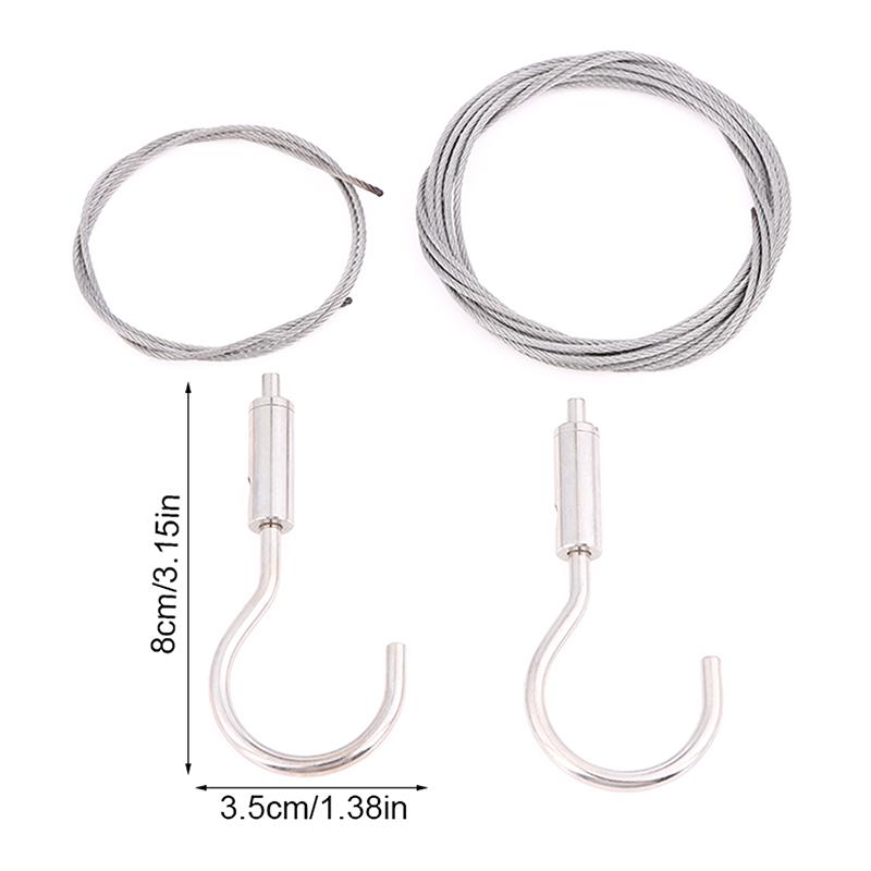 Adjustable Automatic Wire Rope Spring Hook Clothesline Picture Hanging Suspension Code Cable With Curved Hook