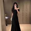 Royal Sister Style Sexy Off-the-shoulder Short-sleeved Dress Women's 2026 Summer New Slim-fitting and Thin One-word Collar Long Skirt