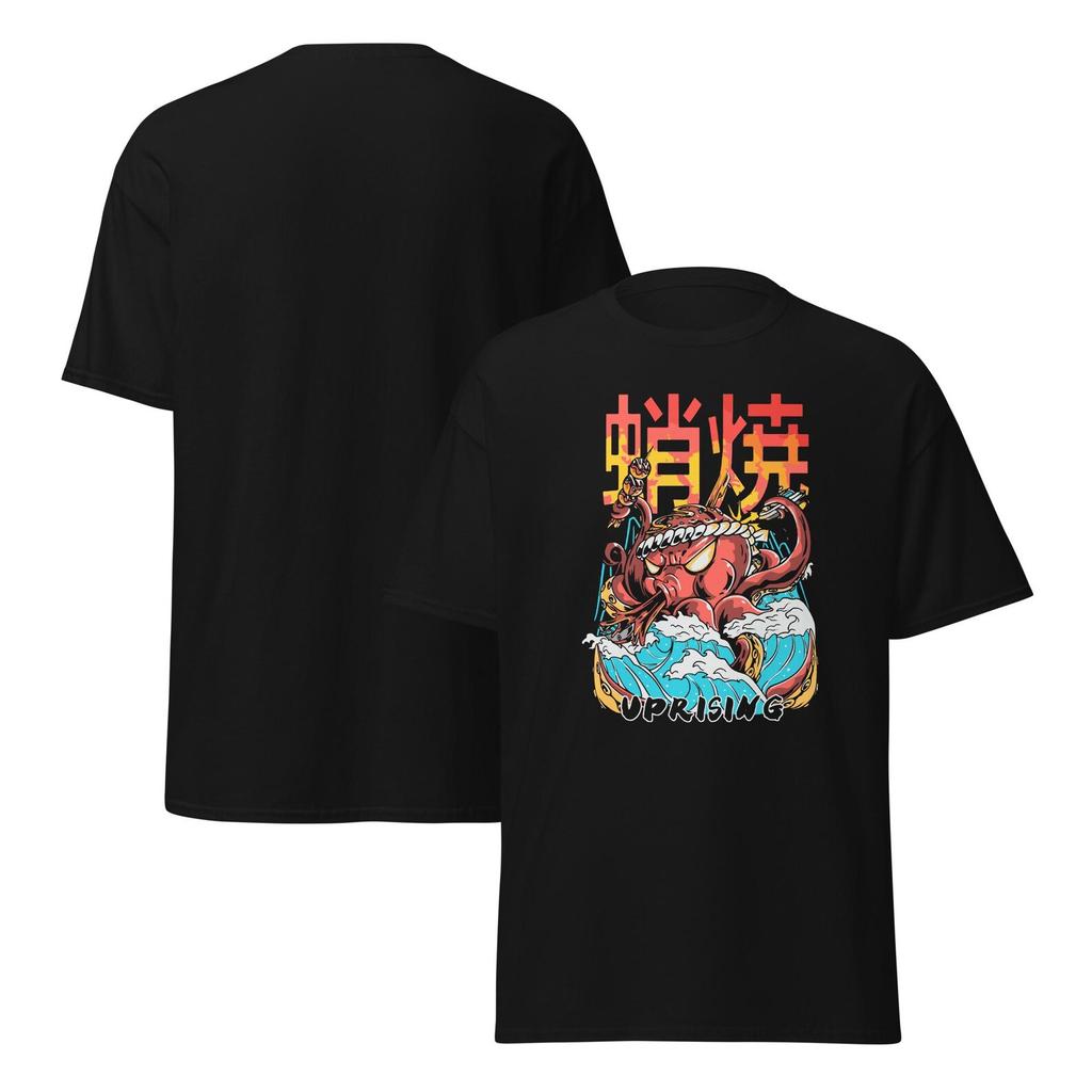 Japanese Sea Monster Shirt, Octopus Uprising Tee, Traditional Japanese Art Shirt, Ocean Wave Graphic T-Shirt, Unisex Japan Style Clothing