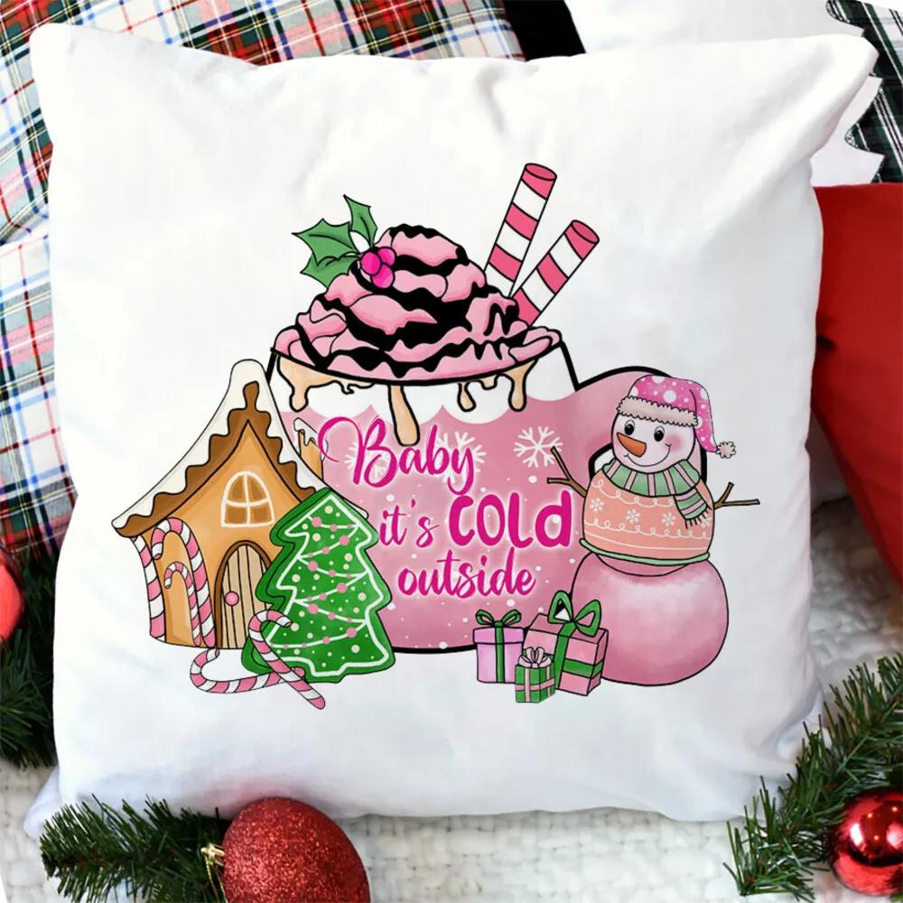 merry christmas printed Pillow Case christmas derco Pillow Dust Cover Bedroom Kids pink xmas Party Decoration Pillowcase gifts