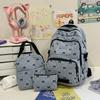 Three-Piece Bow Backpack Corduroy Backpack Student Schoolbag