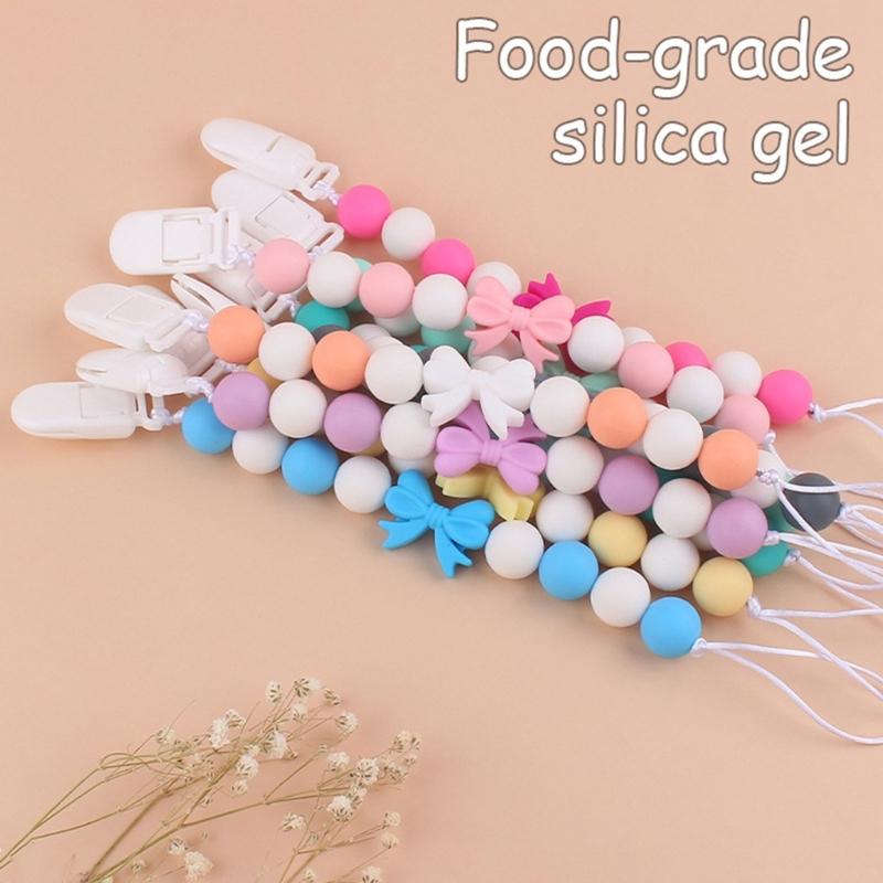 Upgraded Dummy Clip with Knot- for Baby BPA Free Silicone Pacifiers Clip Soother Chain Holders for Boys & Girls Gift
