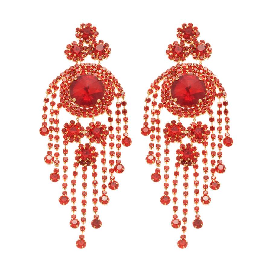 Silver Needle Retro Rhinestone Tassel Earrings: Luxurious, High-End Studs with Exaggerated Personality