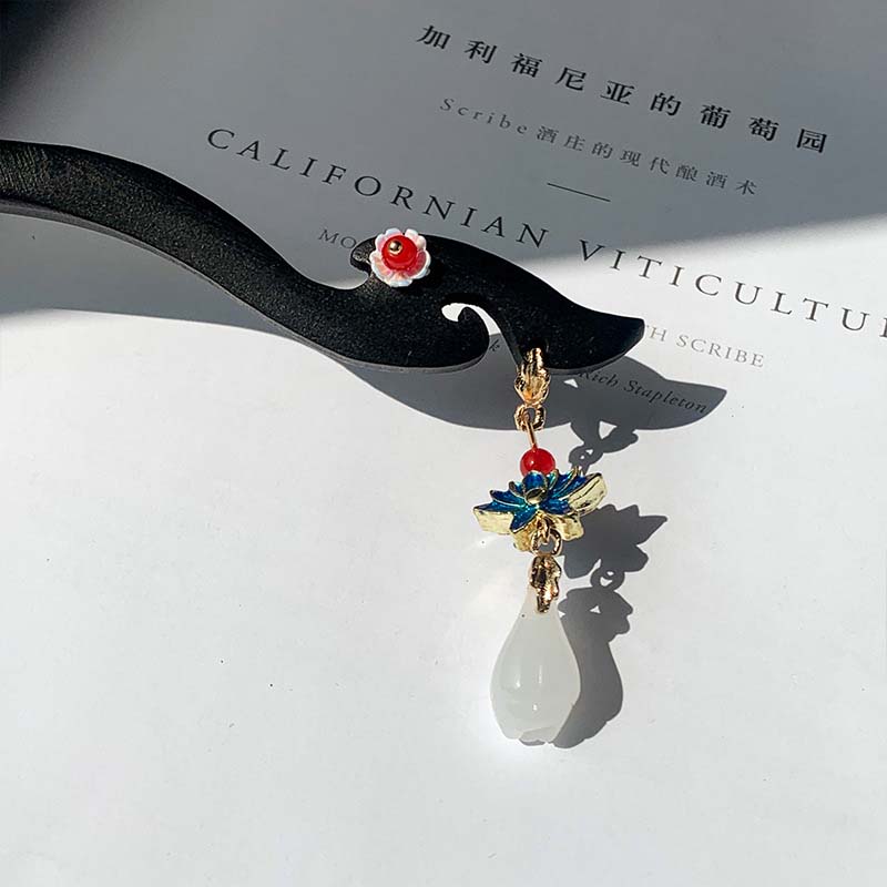 Vintage Black Wooden Flower Tassel Hair Stick for Women  New Chinese Style Hairpins Hair Chopsticks Hair Accessories Gift