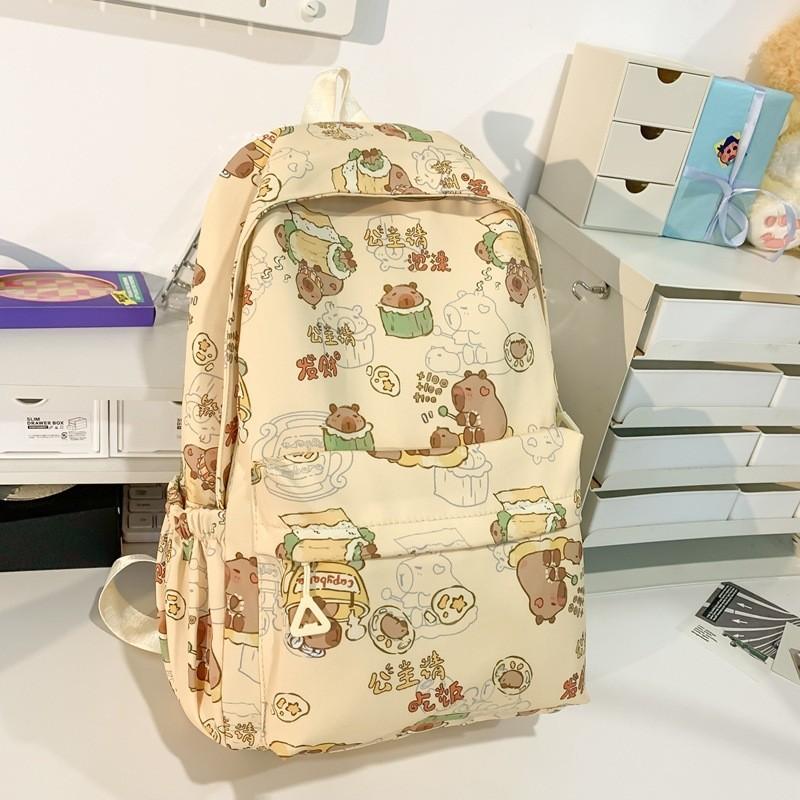 Cute Cartoon Backpack For Middle School High School And College Students Large Capacity Stylish Nylon Bag хаки