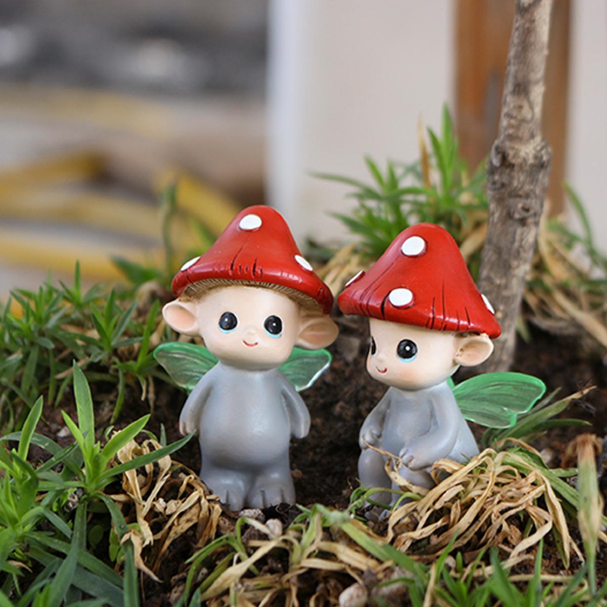 2 шт. Светящиеся крылья Грибной Эльф, Садовый Бонсай Грибной Эльф Украшение, Смоляные Поделки