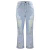 European-American Style Women's Cut-Out Ripped Jeans, Light Blue, Slim-Fit Casual Hot Pants