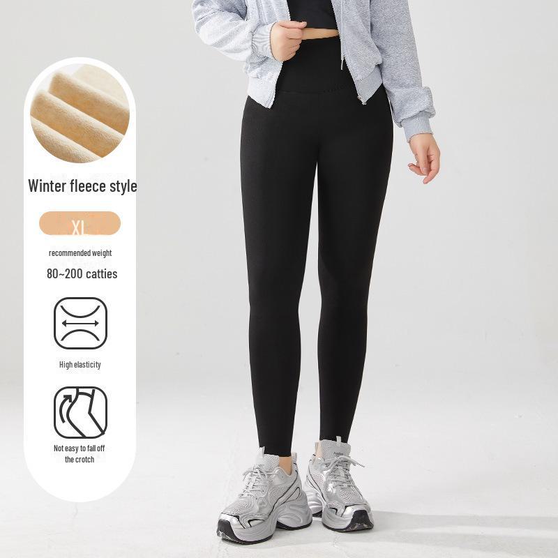 

Брюки Shark из бархата с высокой талией и утолщенной отделкой большого размера: Теплые, обтягивающие леггинсы для осени и зимы (До 200 фунтов) XL [for 120-140 jin]