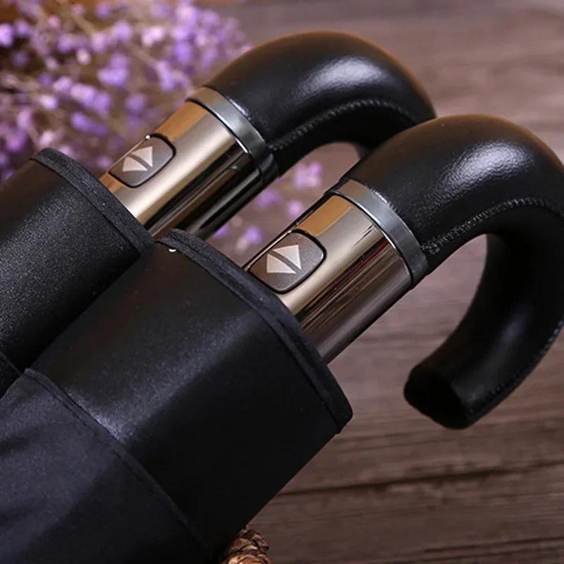 Stor automatisk paraply karbonfiberhåndtak Business folding menn paraplyer vindtett 10 ribber golf parasoll utendørs paraply regn