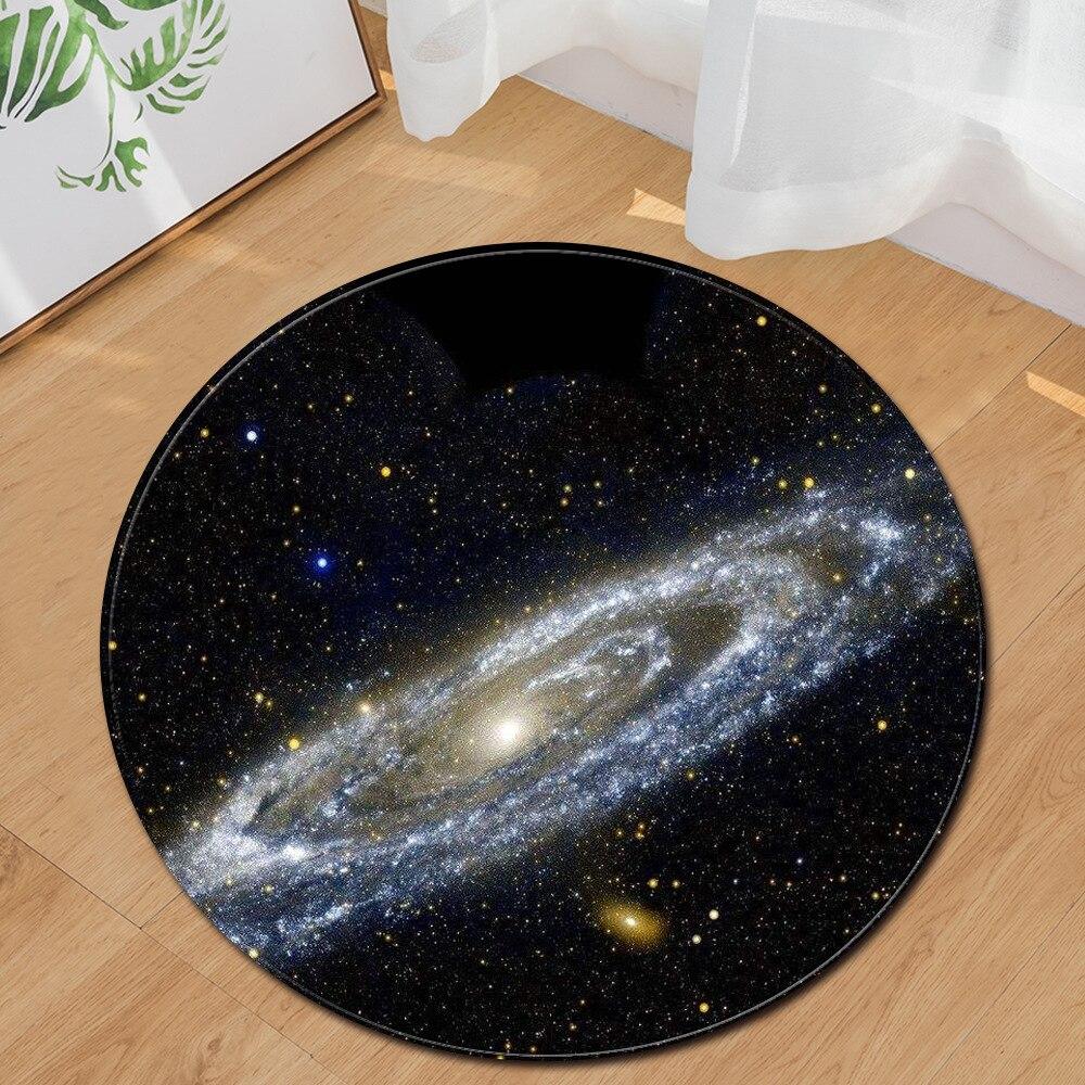 Round Carpet Moon Star Carpet for Living Room Galaxy Non-slip Mat Rugs Blue Decorative Floor Mat