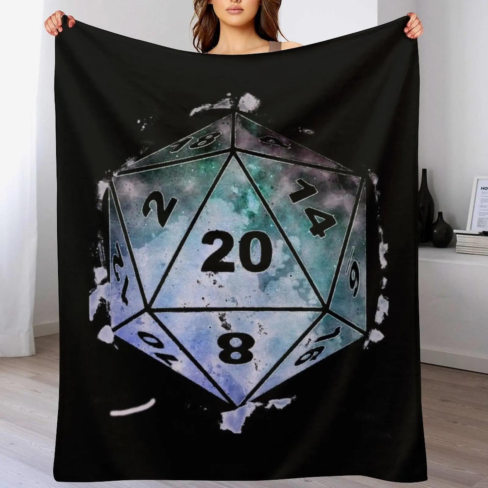 

Galaxy Watercolor Dice D20 Galaxy Critical Roll Throw Blanket Shaggy Furry Soft Blanket for Bedroom Living Room 102x76cm(40x30in)