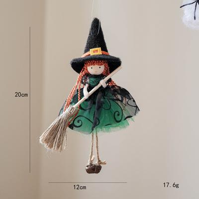 Multicolor Halloween Hanging Decoration Cartoon Pumpkin Ghost Riding a Broomstick Witch Drop Ornament Scene Dress Up