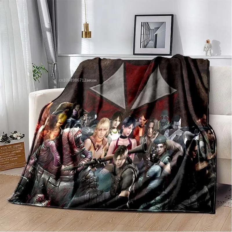 R-Resident Evil Game Gamer Soft Plush Blanket Leon Ada Red Umbrella Blanket for Living Room Bedroom Bed Sofa Picnic Office Cover