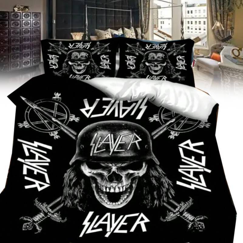 Metal Slayer Heavy Band Music Comforter Print Bedding Three Piece Bedroom Set