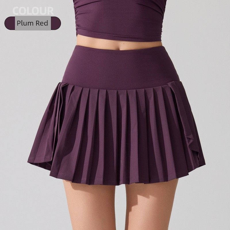 Export Pleated Sports Skirt High Waist Lining Pocket Fashion Tape Badminton Skirt Build Yoga Running Tennis Skirt
