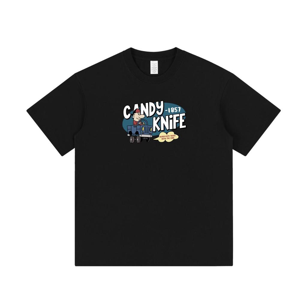 Retro Street Trend Cartoon Print Minimalist Unisex Loose Short Sleeve T-Shirt