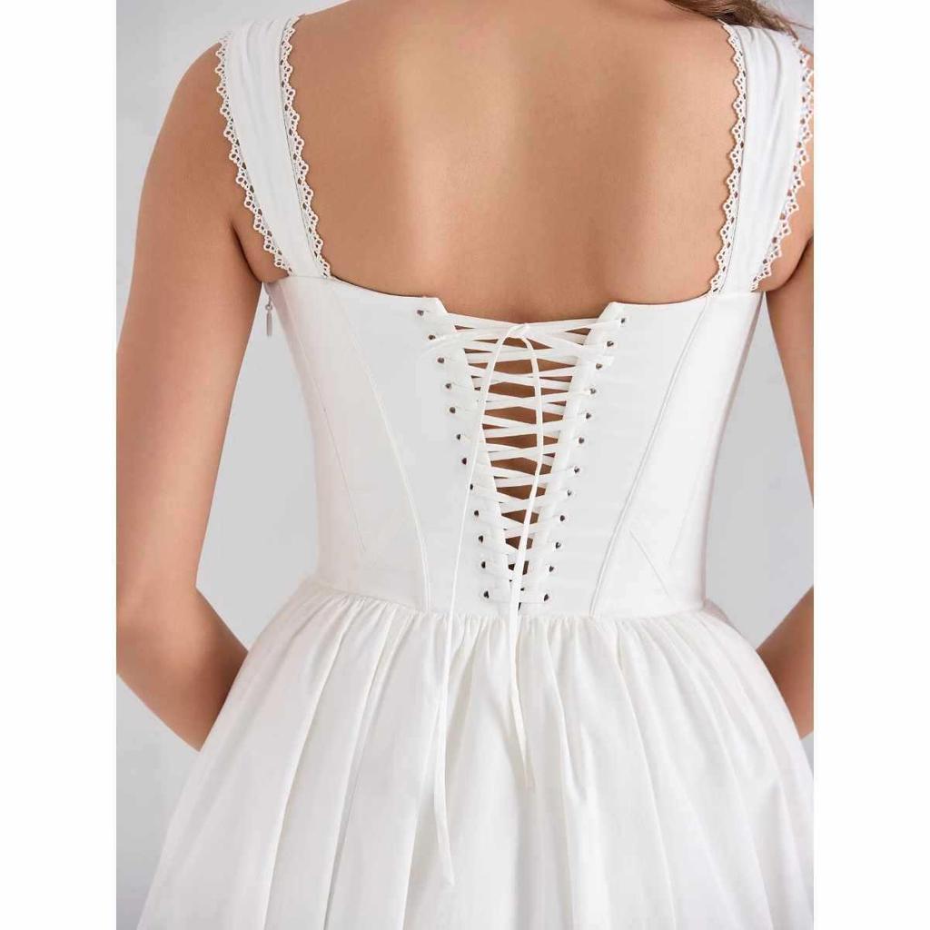 European-American Style Slim White Summer Dress