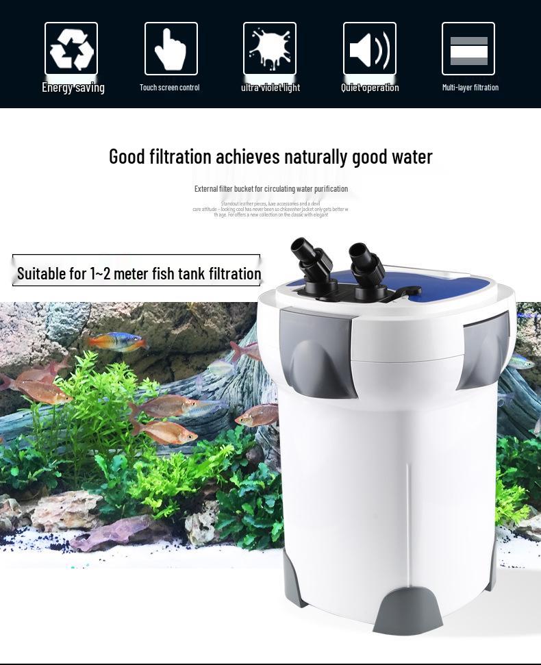 Silent Variable Frequency External Aquarium Filter HW-3000 for Planted and Large Fish Tanks