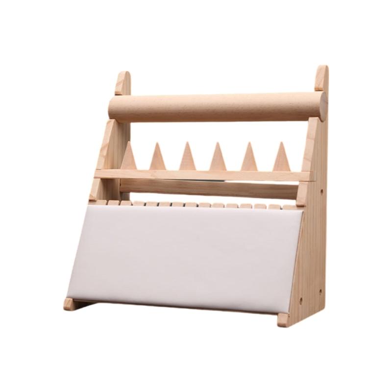 Elegant Wood Rings Holder Necklace Display Stand Fashionable Jewelry Display Rack Wood Texture for Jewelry Organization