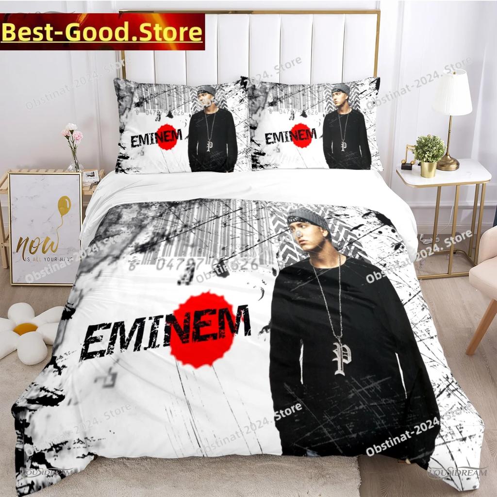 Eminem hip-hop singer All Season Bedding Set Duvet Cover Full Queen King Size Pillowcase Bed Printed Bed Set Aldult Kid Bedroom