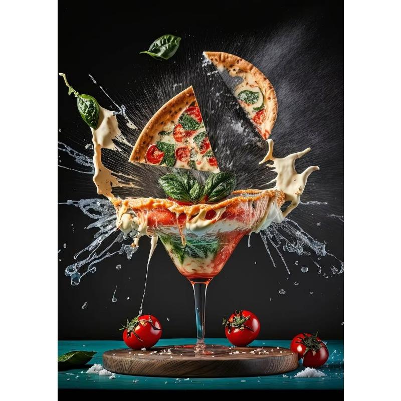 

Современное настенное искусство Ретро-столовая Бар Декор кофейни Картина Взрыв коктейля Картины Фруктовая пицца Кофейный всплеск Постеры на холсте 21cm×30cm NoFrame