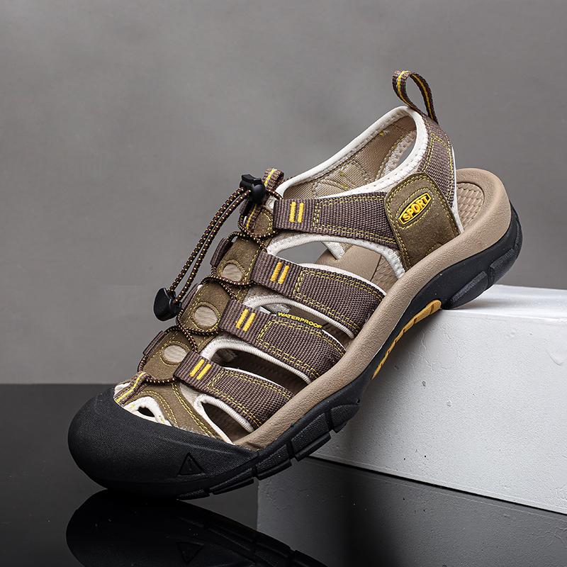 Fashion Summer Comfort Soft Sole Sandals Brand Casual Outdoor Non-slip Mens Leather Sandals Men Retro Hollow Out Breathable Beach Shoes