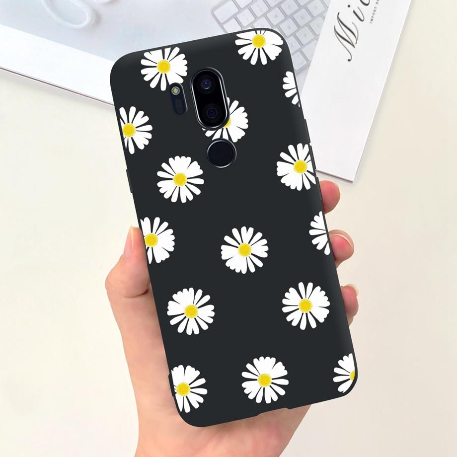 Für LG G7 ThinQ Hülle Silikon Weiche Handyhülle Girly Mode Blume Schwarz TPU Stoßfänger Für LGG7 G 7 ThinQ G710 Hülle Niedliches Muster