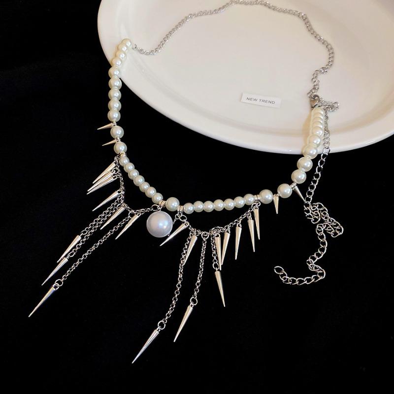 Round beaded pearl necklace, sweet & cool style sweater chain, light luxury high-end waist chain