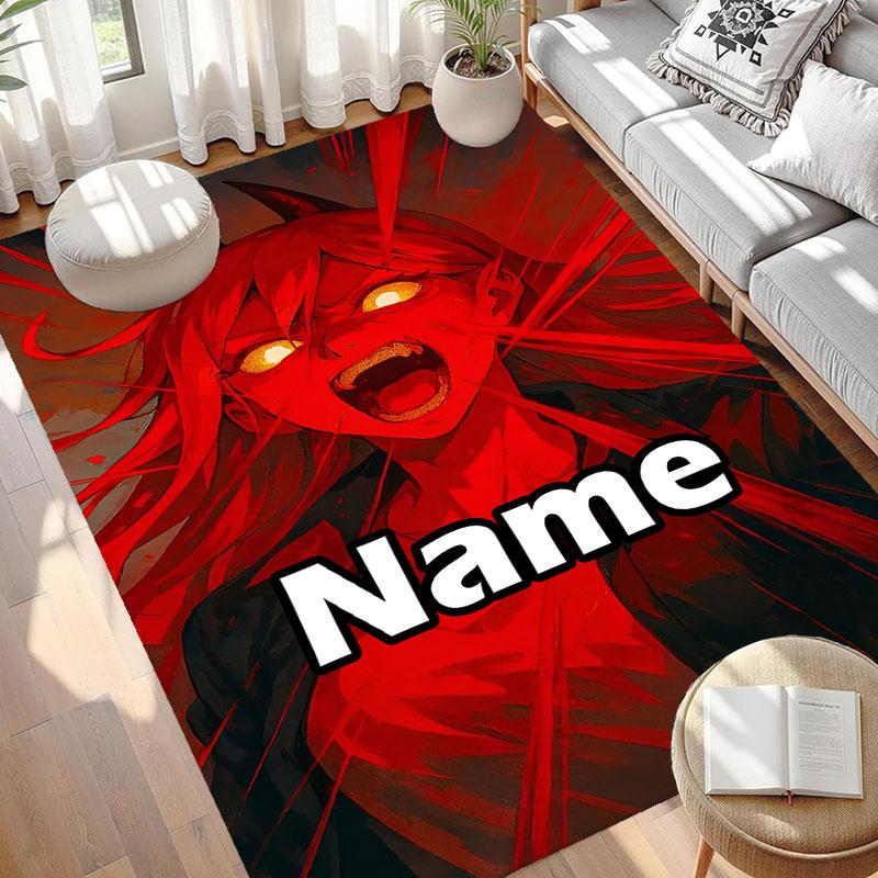 Custom Name Personalized Makima Chainsaw Man Print Carpet, Versatile Home Decor Rug, for Playroom, Apartment, Balcony, Entryway, Hallway Gift