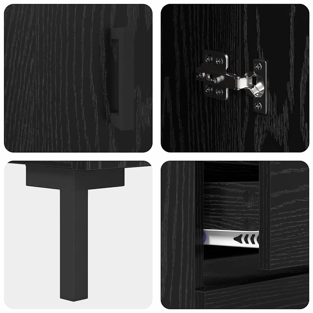 Highboard 2 pcs Black Oak Effect Wood Based Panel
