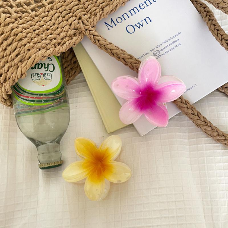 Gradient Transparent Large Flower Hair Clip Sweet Hair Claws for Women Resin Crab Clamp Barrettes Headwear Accessories