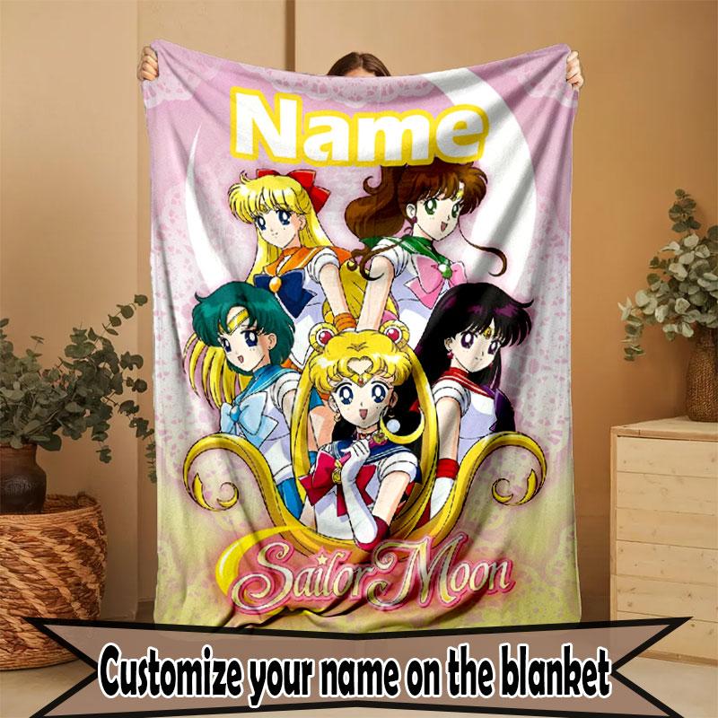 Benutzerdefinierte personalisierte Sailor Moon Druckdecke, Heimdekoration, Schlafzimmer, Sofa, Camping, Couch, Geschenke für Geburtstag Weihnachten