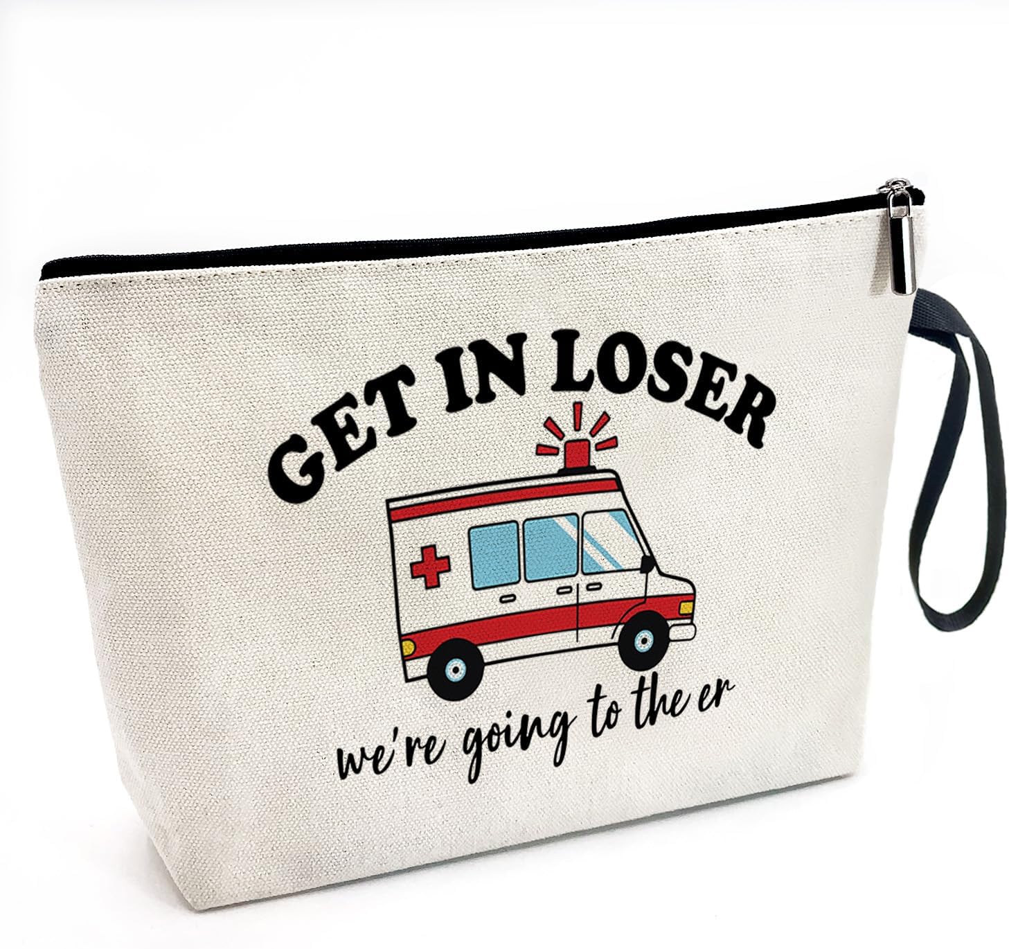 Canvas Zipper Makeup Bag Storage Toiletries Bag Gifts for Paramedic Emergency Medical Technician Ambulance Technician Nurse