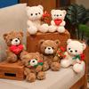 15/25cm Sitting Cartoon Bear Plush Toy Stuffed Valentine's Day Rose Animal Say Love Holding Red Heart Girlfriend Gift