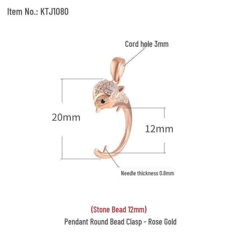 

Sterling Silver Jade Crystal Fox Bead Pendant Bail - DIY Rolo Clip Holder 925 Silver рожевий колір золота