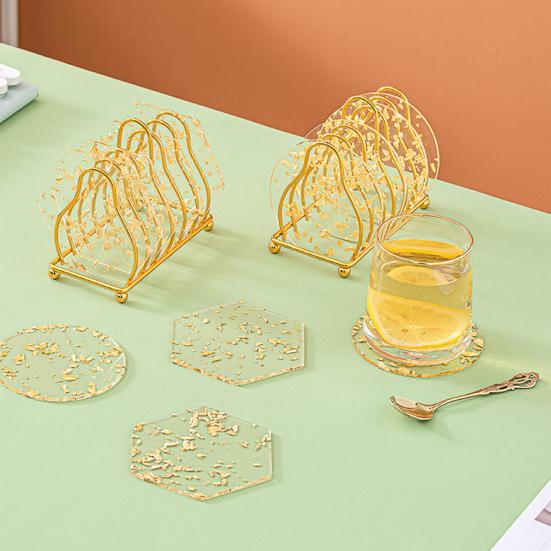 4 Stück Untersetzer Acryl Transparent Faux Kristall Textur Hitzebeständige Untersetzer Schützen Schreibtisch vor Verbrennungen Kratzern Flecken Zuhause Bar Küche Platzset