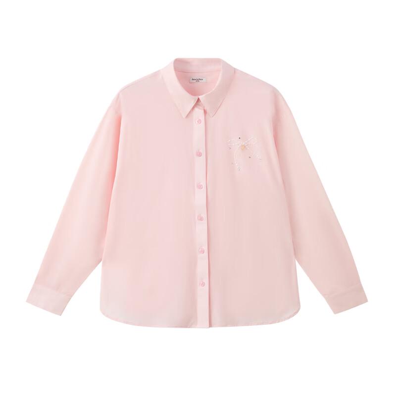 PawinPaw Cartoon Bear Girls  Loose Lapel Long-Sleeve Shirt 170