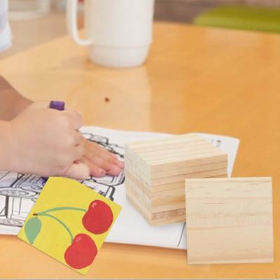 10Pcs Wood Squares,Blank Slices Versatile Embellishments Modeling Plaques Scrapbooking Cutouts