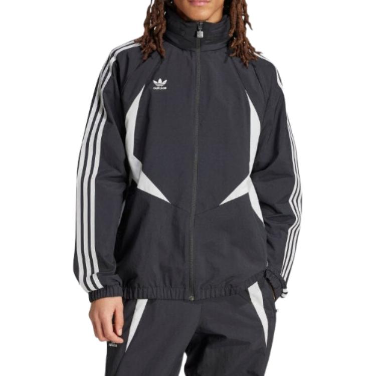 adidas Originals Colorblock Τρεις Ρίγες Ζακέτα με Φερμουάρ Κοντή Μπουφάν Ανδρικό Μαύρο JF8736