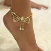 Exaggerated Rhinestone Chain With Diamond Fringed Anklet Female, Bohemian Personality Beach Body Chain Jewelry