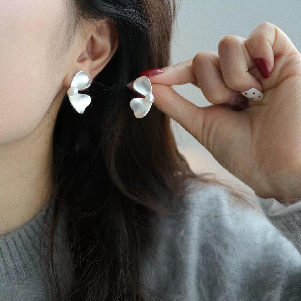 925 Silver Vintage Earrings For Women Simple Flower Pearl Earring Jewelry Prevent Allergy Party Accessories Gift